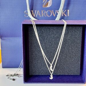 Swarovski Silver Double Moon Necklace